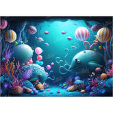 LB0573 Balloons Garland Under The Sea Ocean Mermaid Backdrop