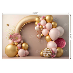 LB0576 Balloons Garland Princess & Prince Backdrop