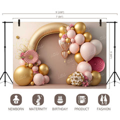LB0576 Balloons Garland Princess & Prince Backdrop