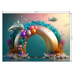 LB0585 Balloons Garland Under The Sea Ocean Mermaid Backdrop