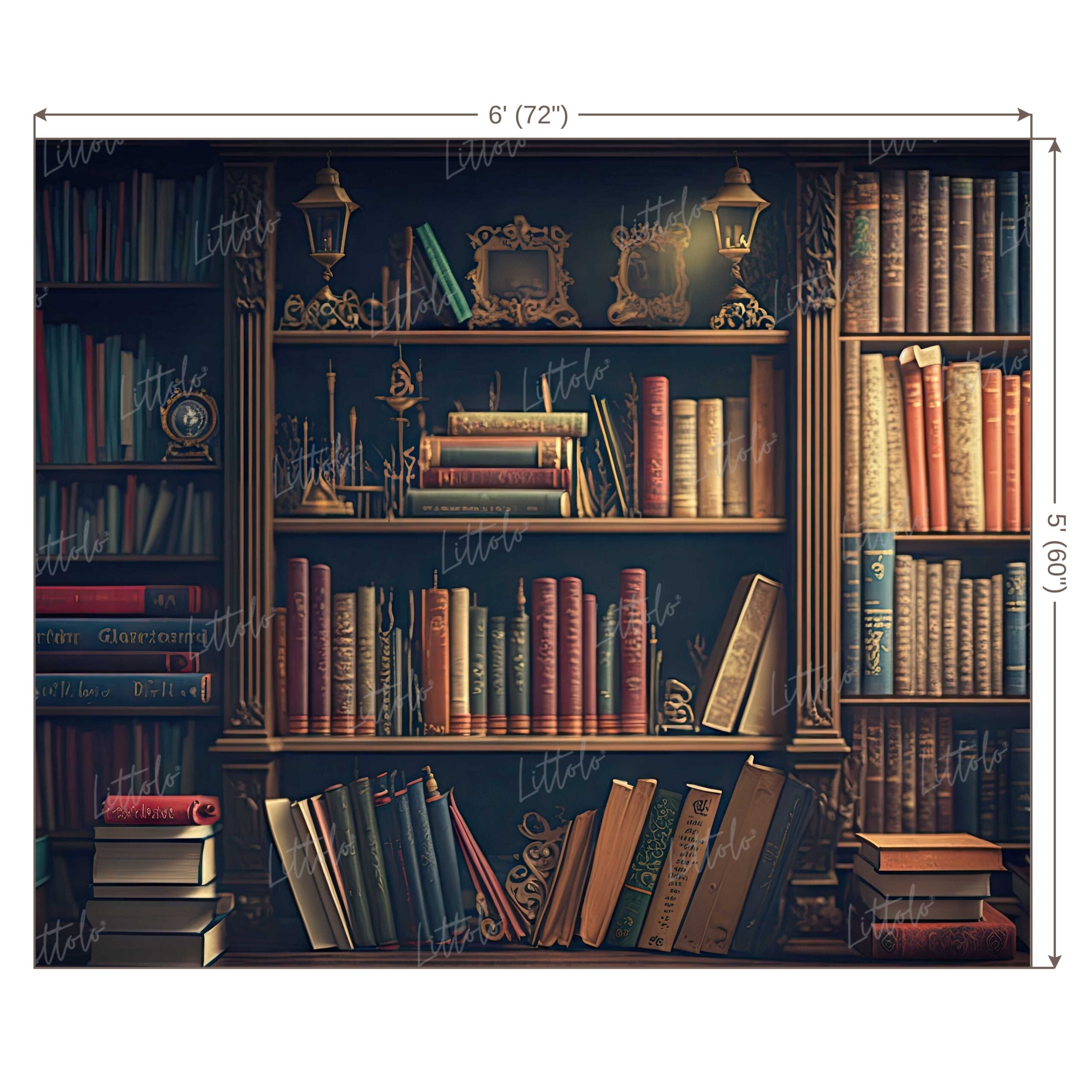 LB0596 Library Books on Shelves Backdrop