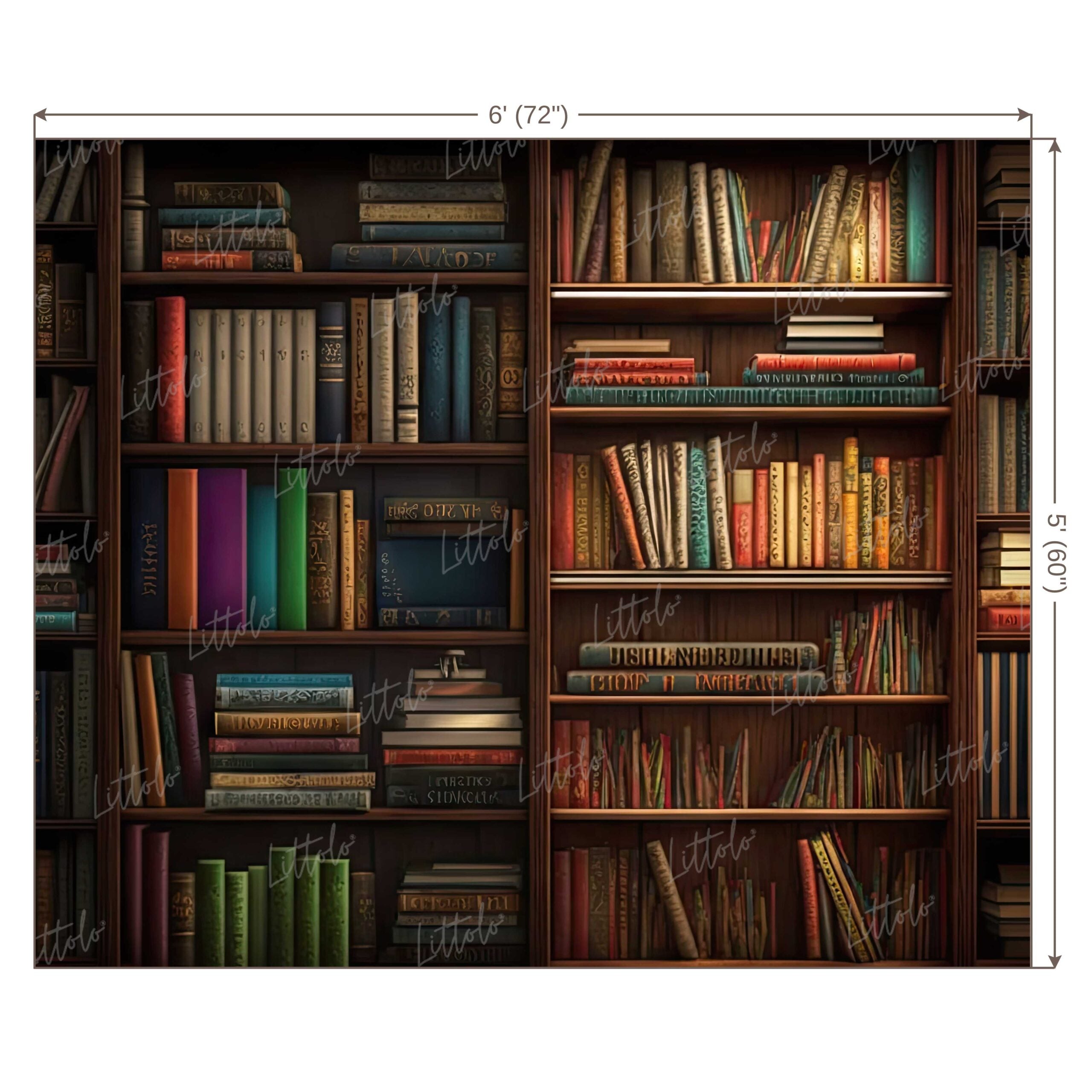 LB0597 Library Books on Shelves Backdrop