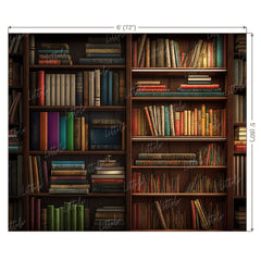 LB0597 Library Books on Shelves Backdrop