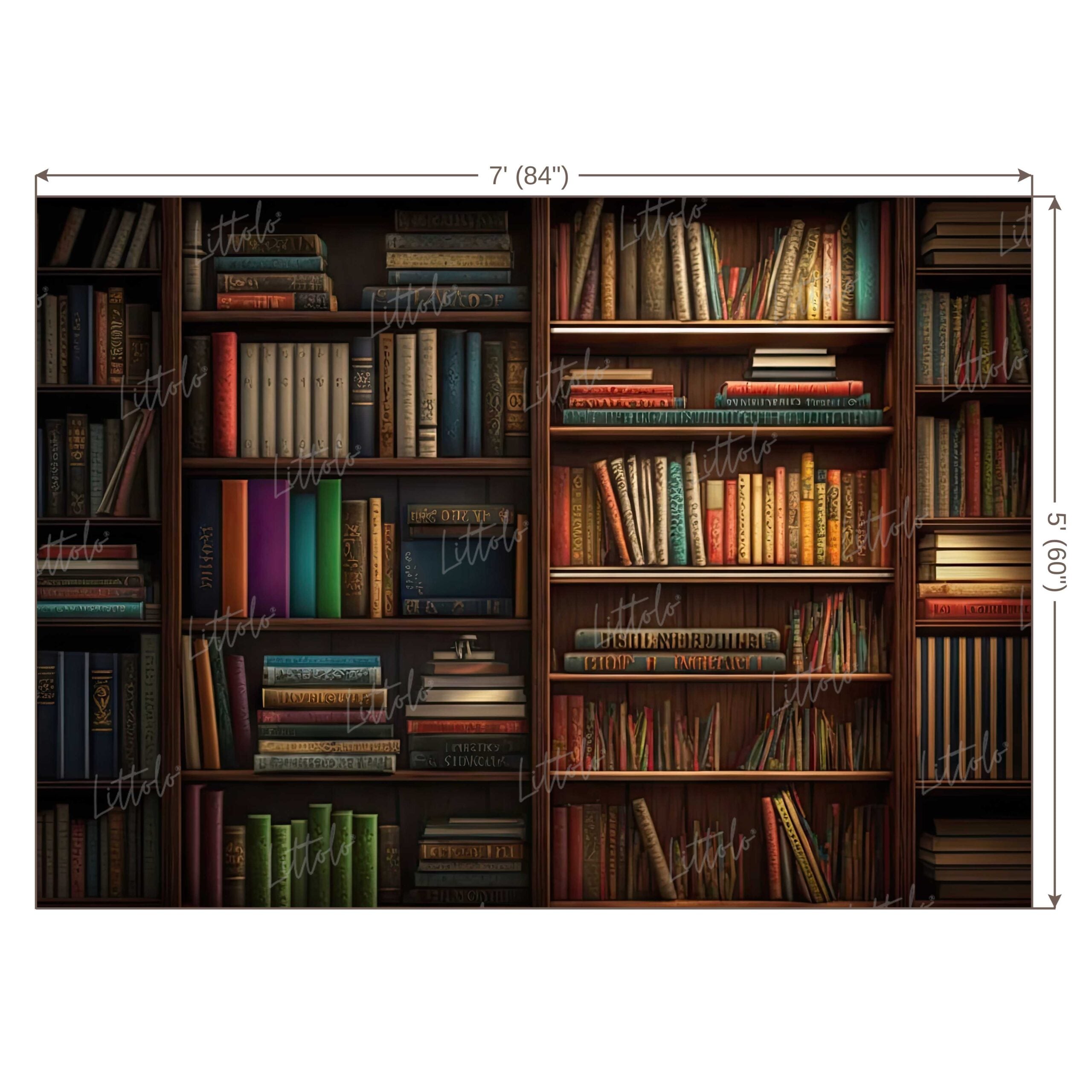 LB0597 Library Books on Shelves Backdrop