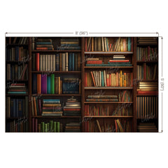 LB0597 Library Books on Shelves Backdrop