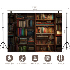 LB0597 Library Books on Shelves Backdrop