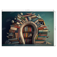 LB0599 Library Books on Shelves Backdrop