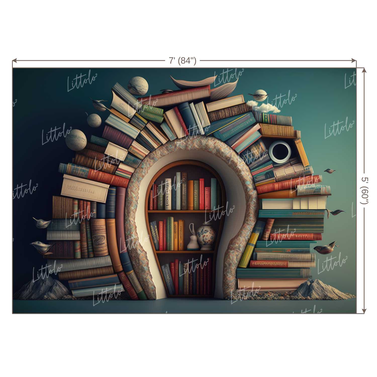 LB0599 Library Books on Shelves Backdrop
