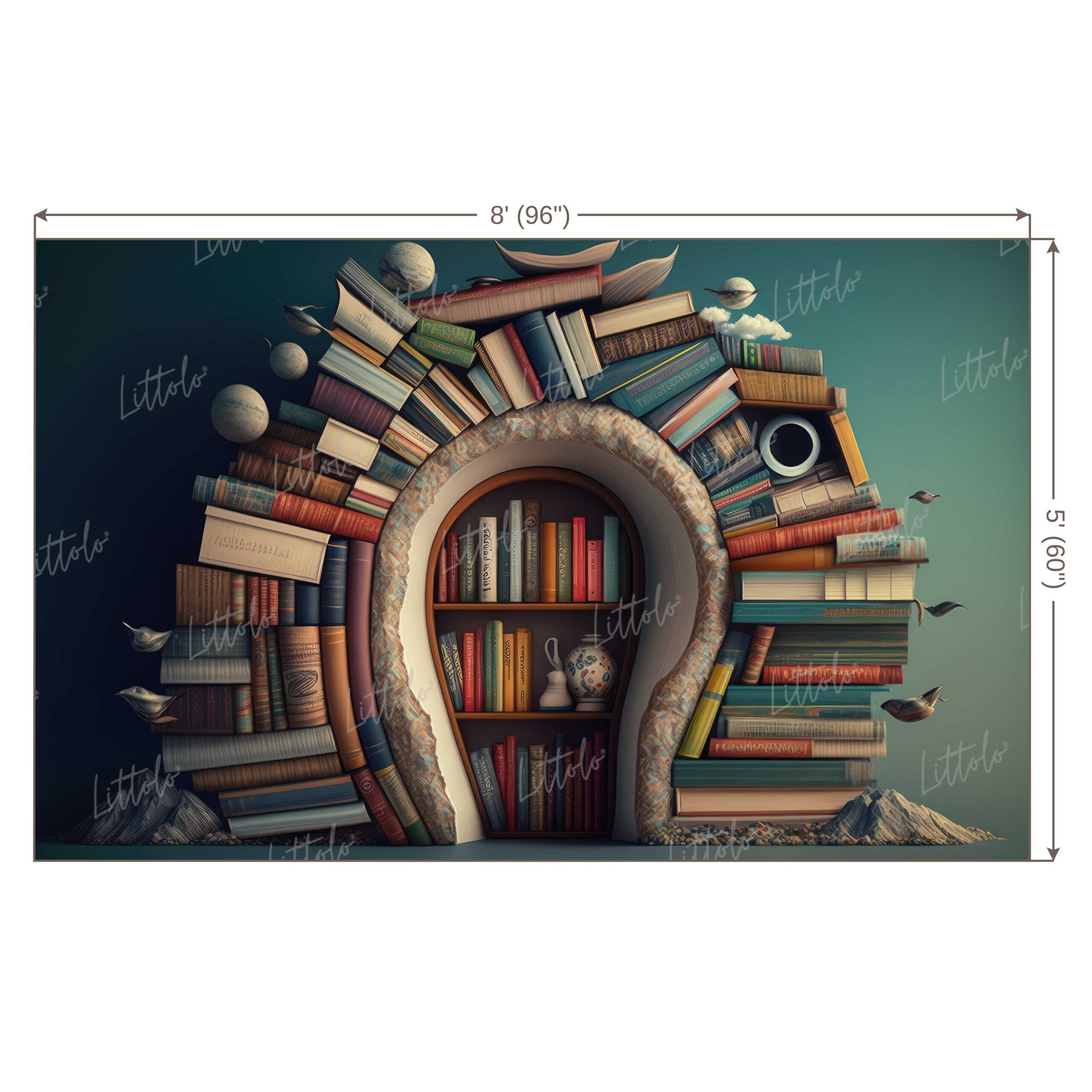 LB0599 Library Books on Shelves Backdrop
