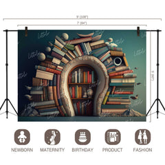 LB0599 Library Books on Shelves Backdrop