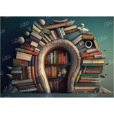 LB0599 Library Books on Shelves Backdrop