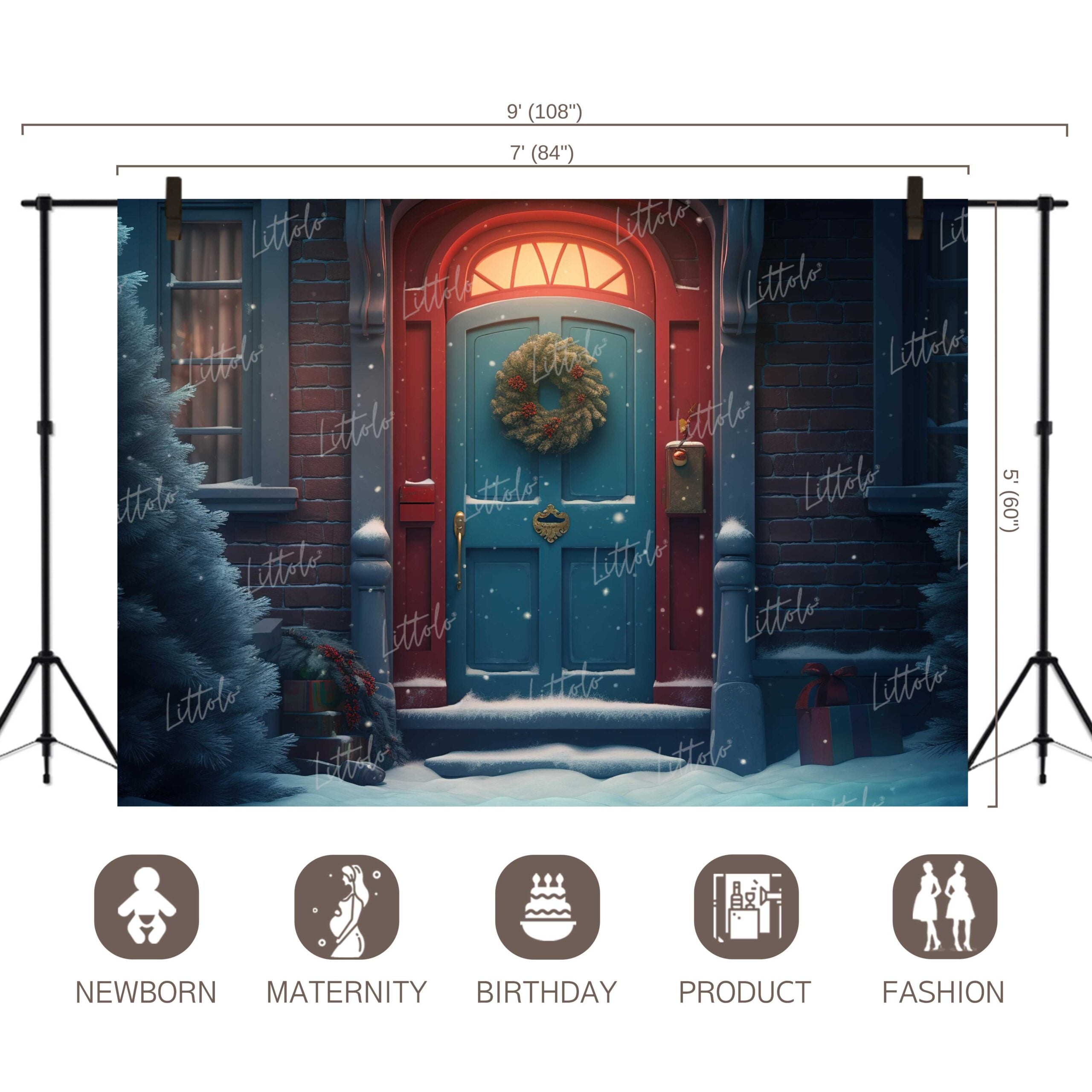 LB0651 Christmas Doorway Backdrop