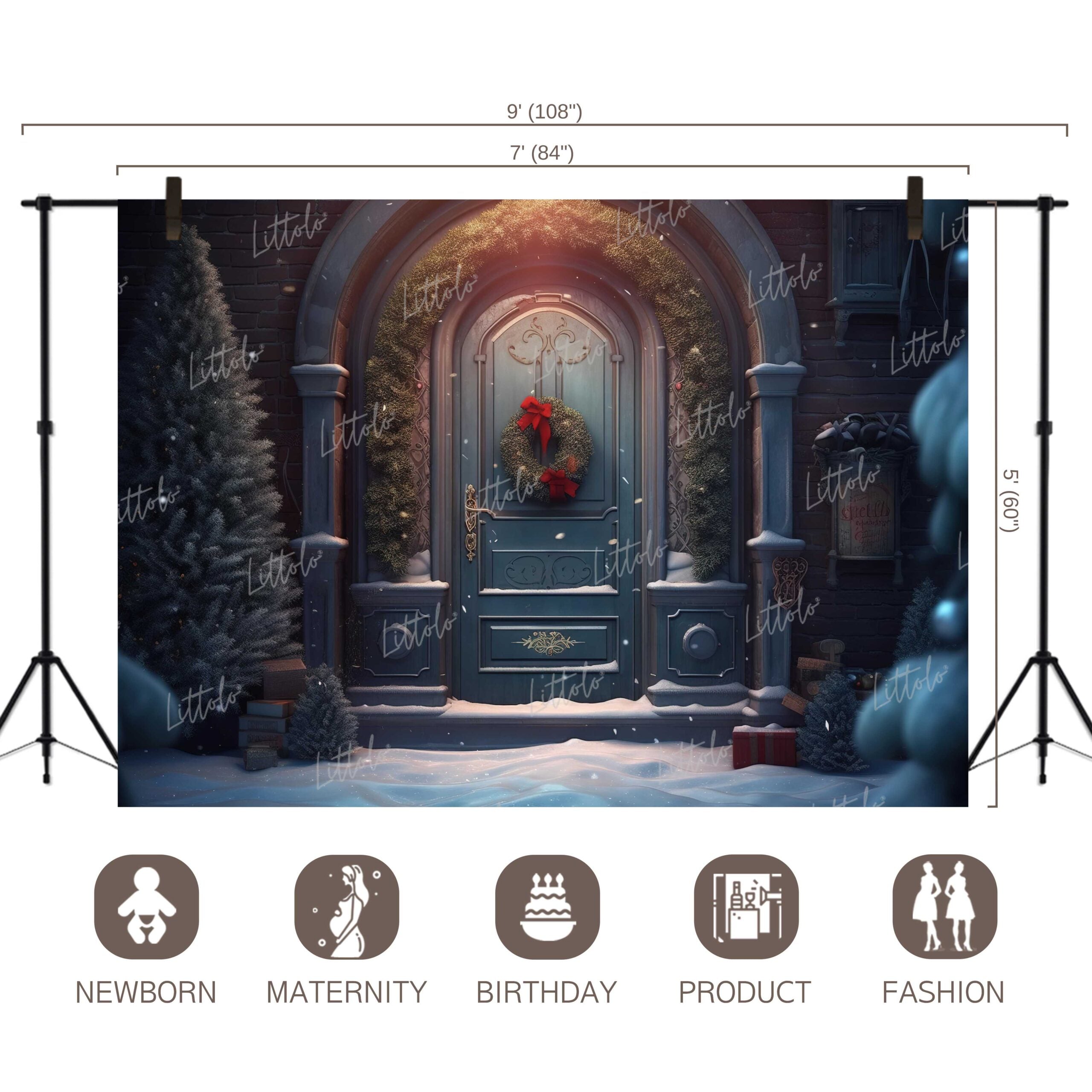 LB0655 Christmas Doorway Backdrop