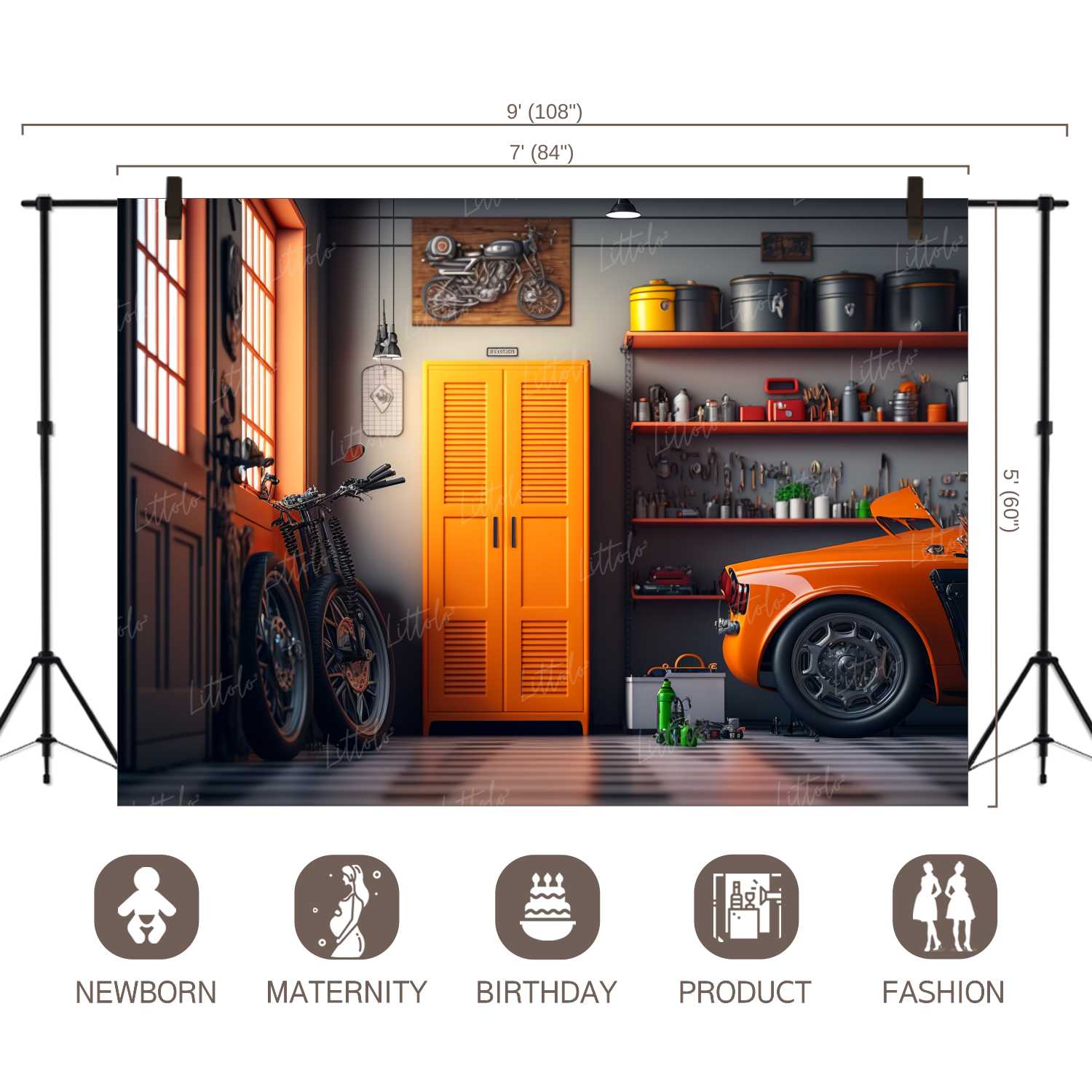 LB0707 Vintage Garage Backdrop
