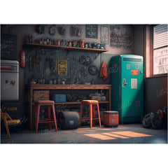 LB0708 Vintage Garage Backdrop