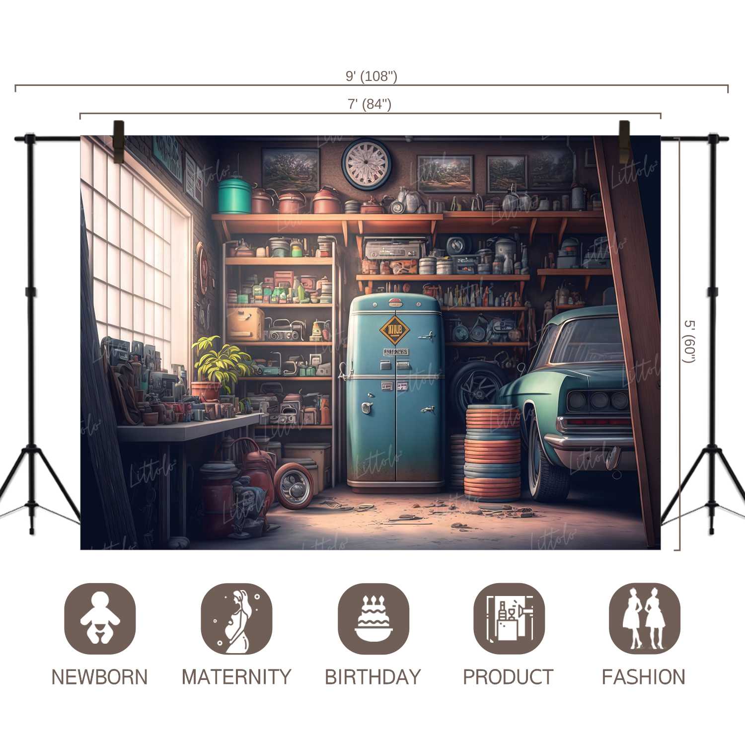 LB0709 Vintage Garage Backdrop