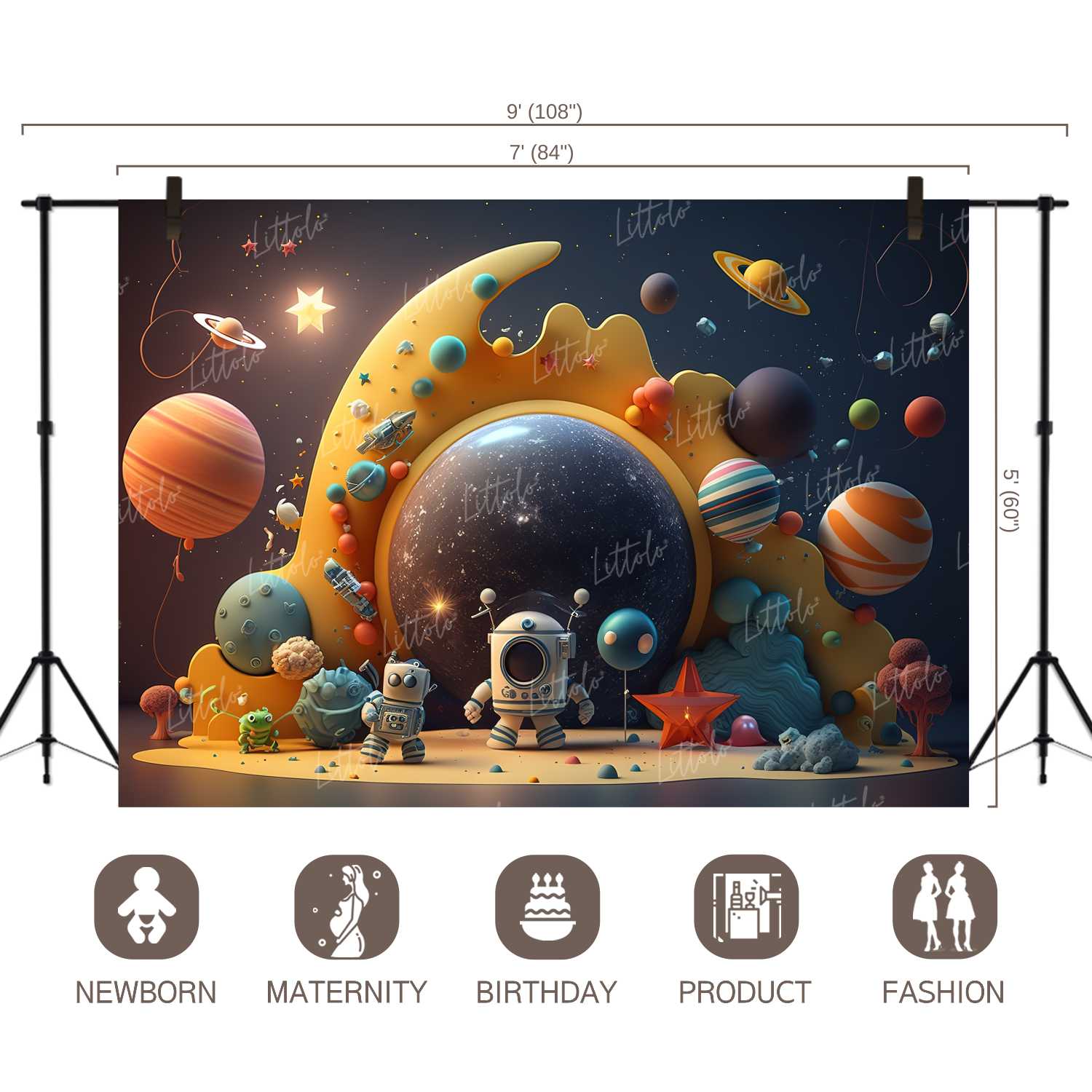 LB0715 Adventure Astronaut Space Backdrop