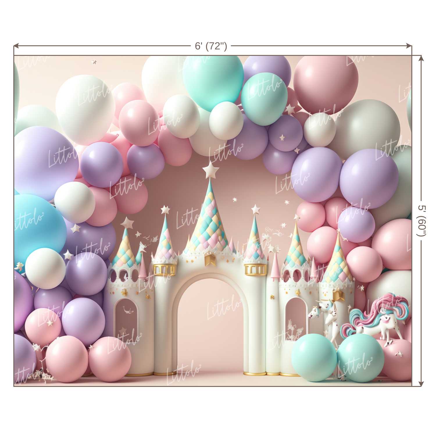 LB0852 Balloons Garland Unicorn Backdrop