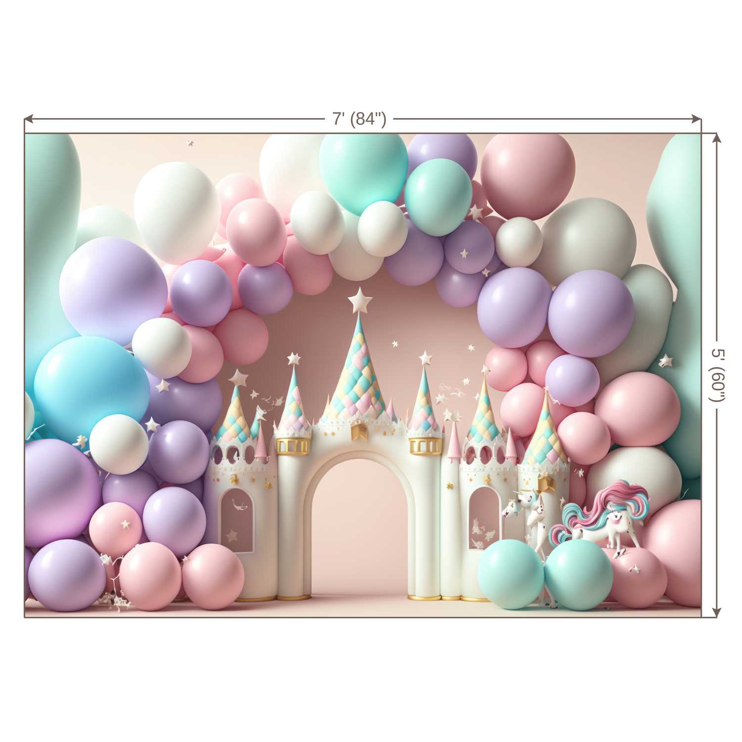 LB0852 Balloons Garland Unicorn Backdrop