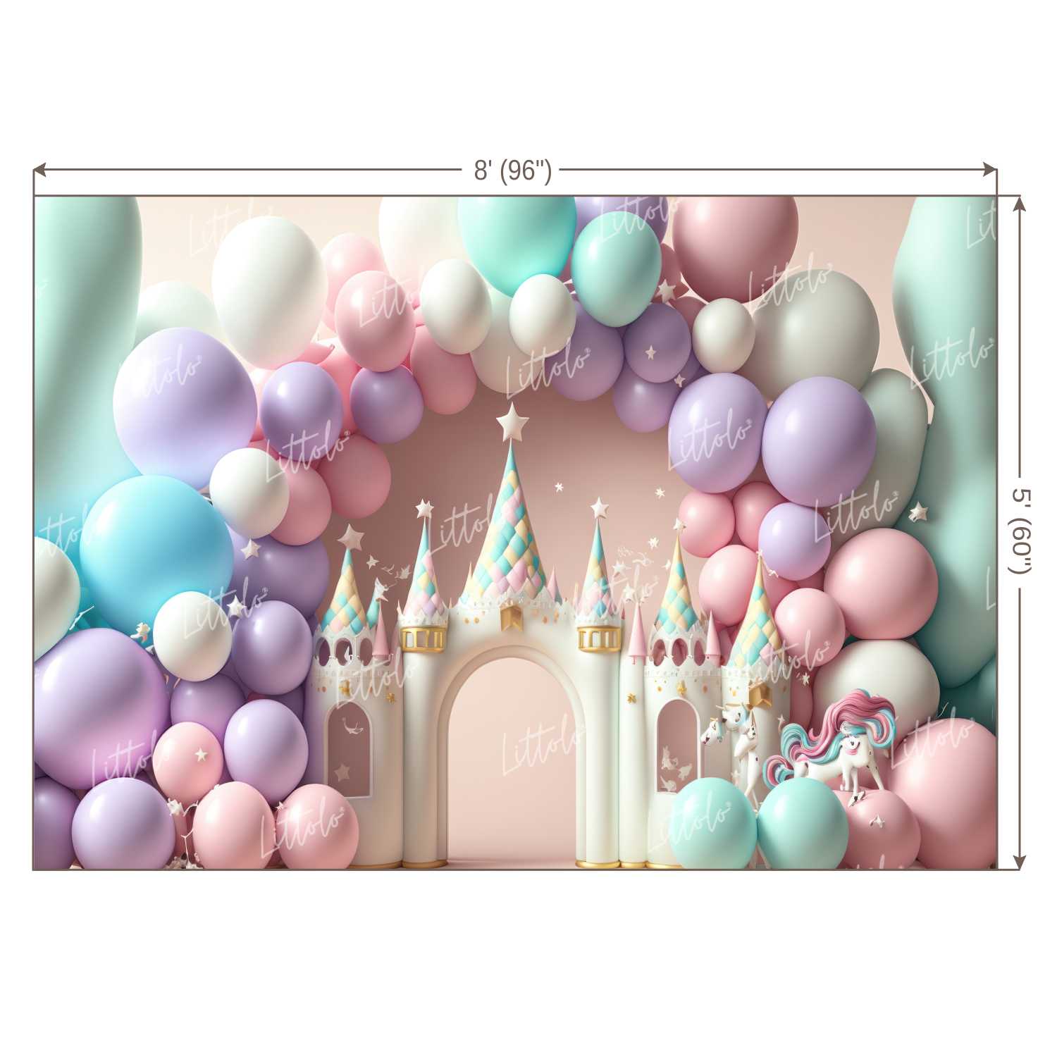 LB0852 Balloons Garland Unicorn Backdrop