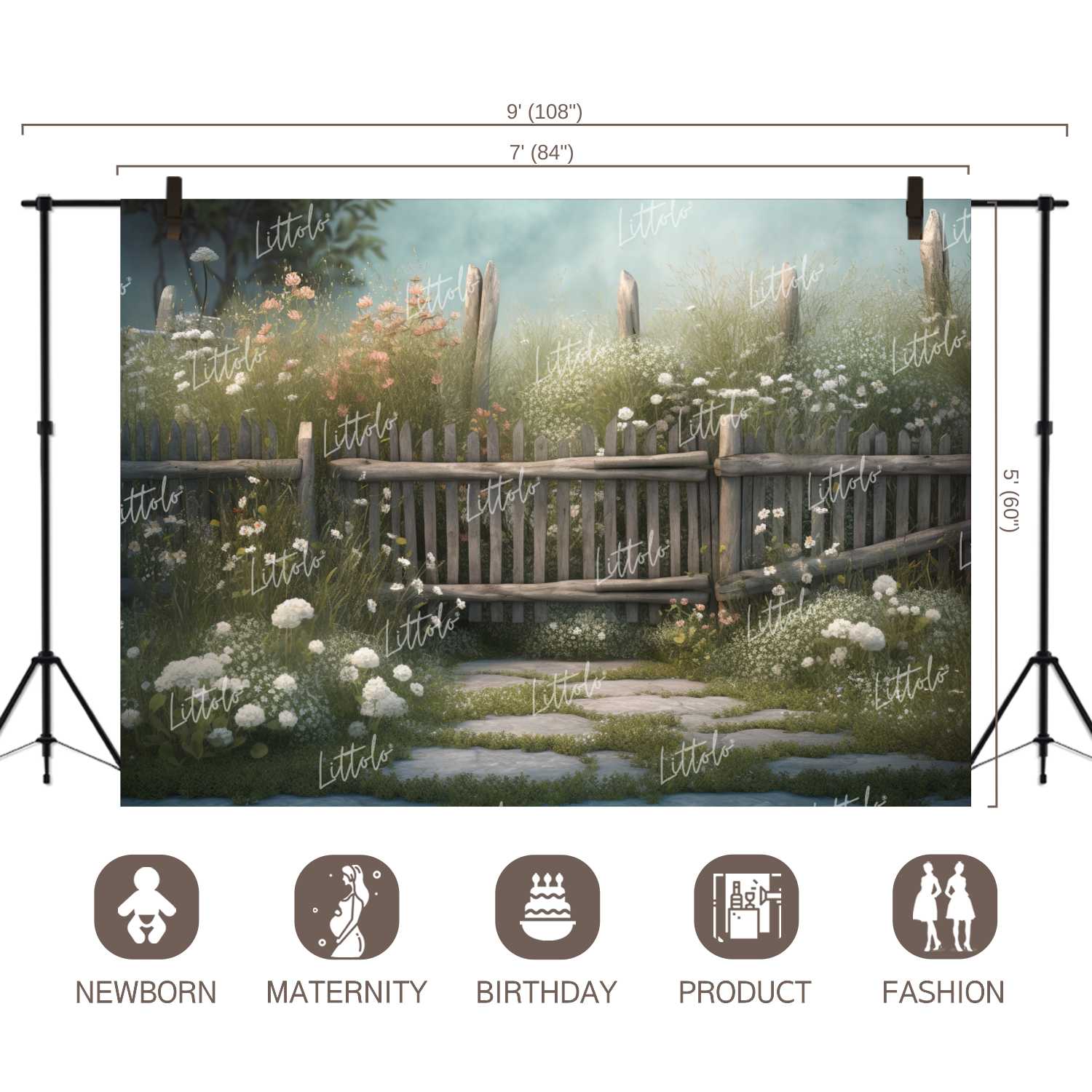 LB0879 Garden Fence Backdrop