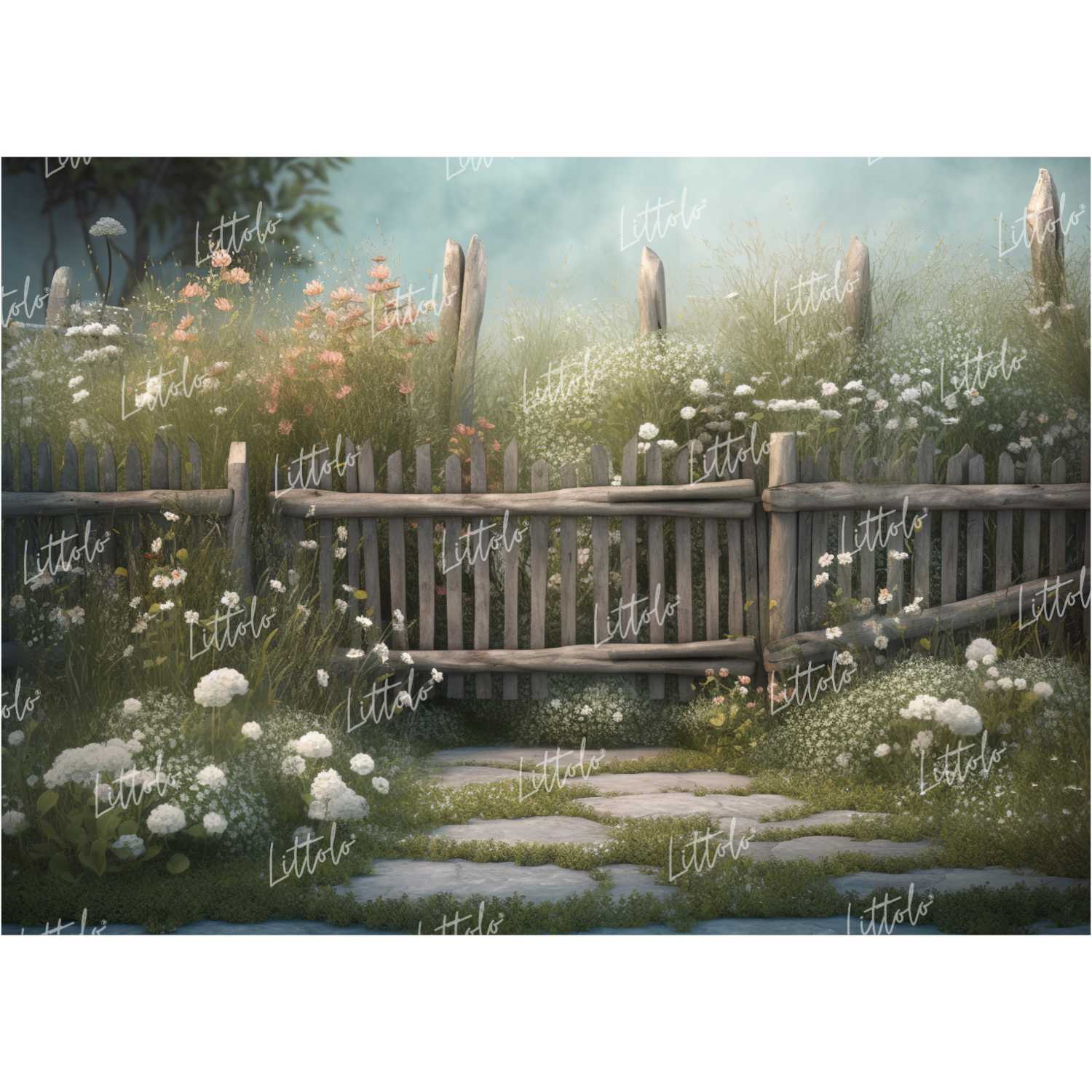 LB0879 Garden Fence Backdrop