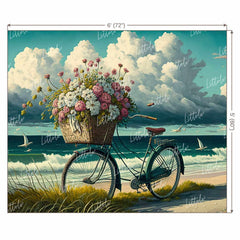 LB0892 Bicycle with Flower Basket on beach Backdrop