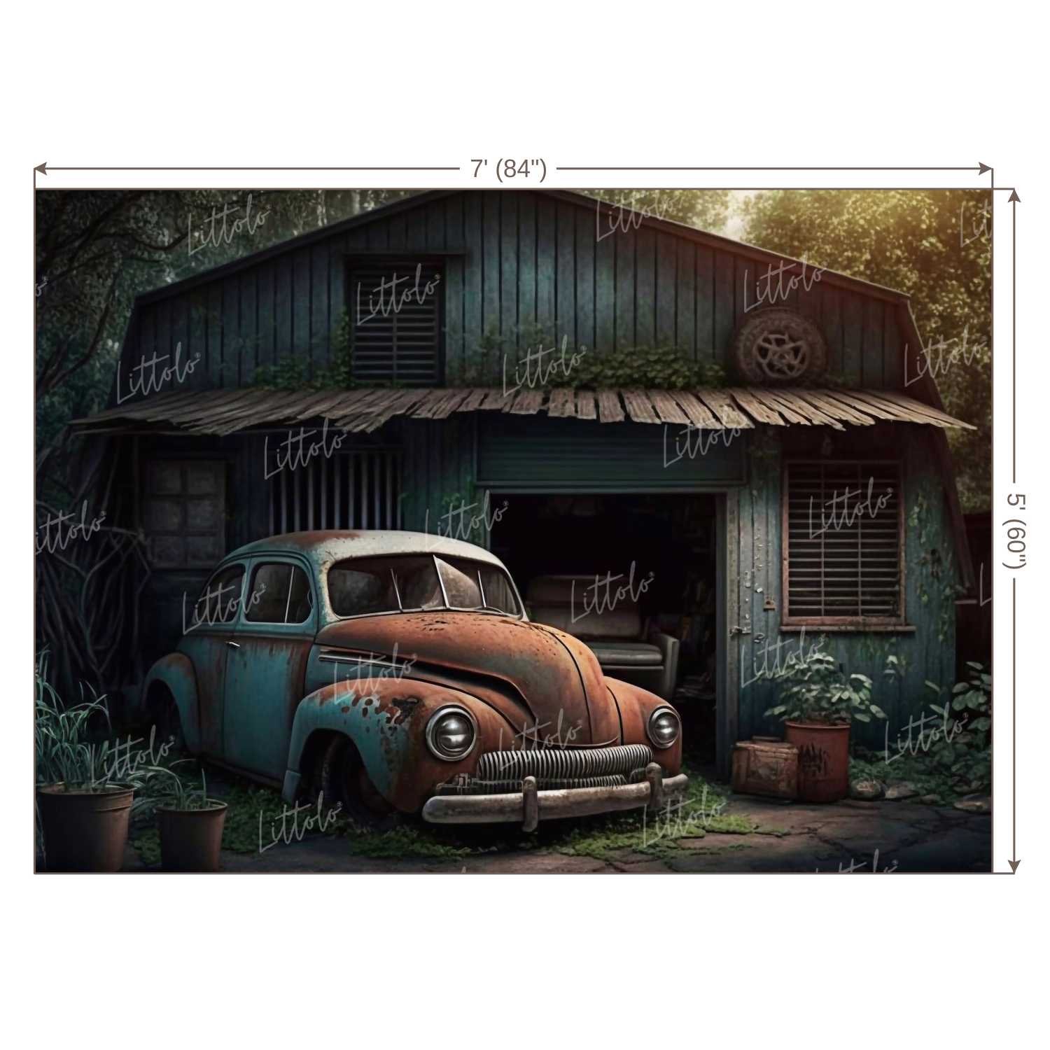 LB0952 Rusty Retro Car Backdrop