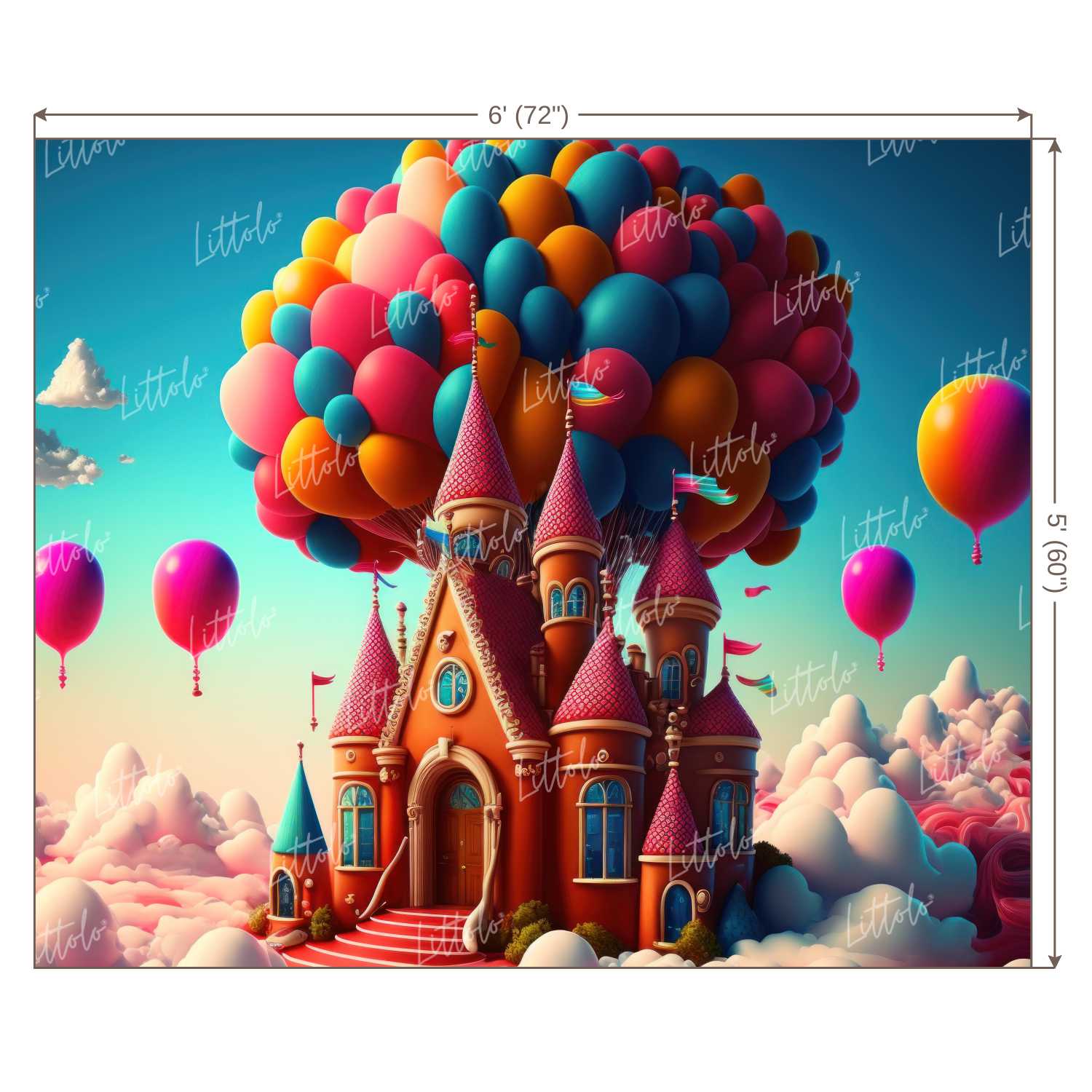 LB0989 Balloons Garland Castle Backdrop