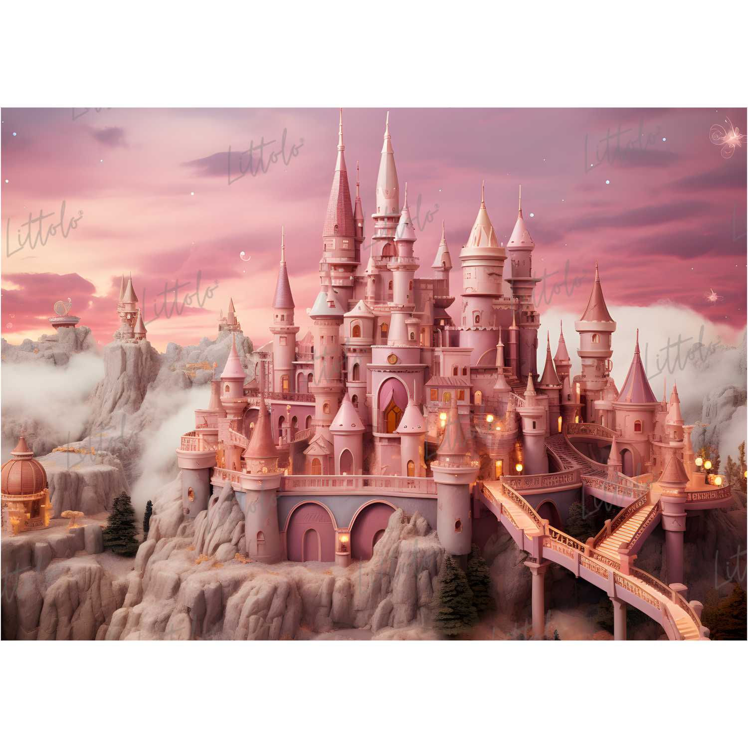 LB1172 Cake Smash and Themed Drops Prince / Princess Castle Backdrop