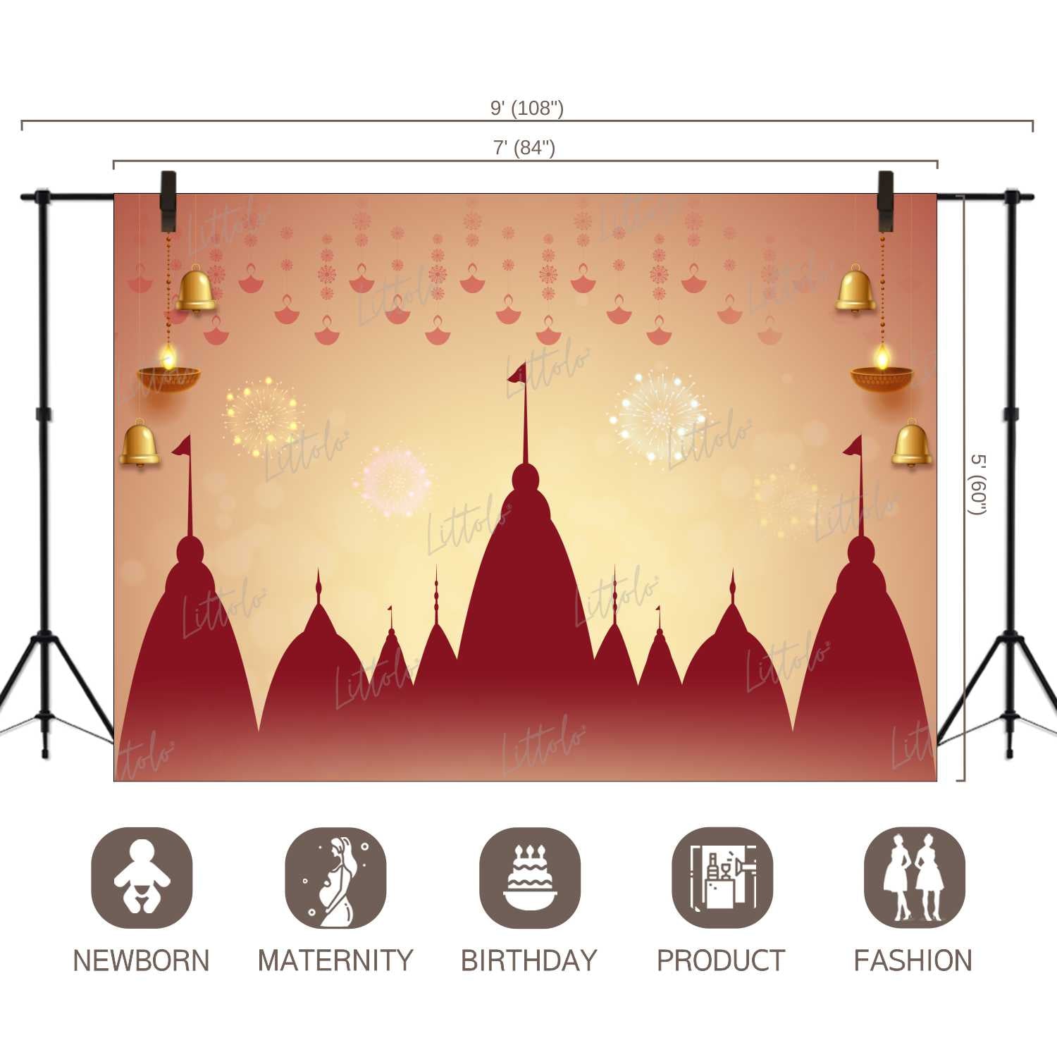 LB1382 Festive and Seasons Lord Ram Backdrop