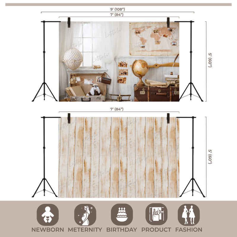 LB1529 Vintage Travel-Themed Studio Duodrop (2 Pcs)