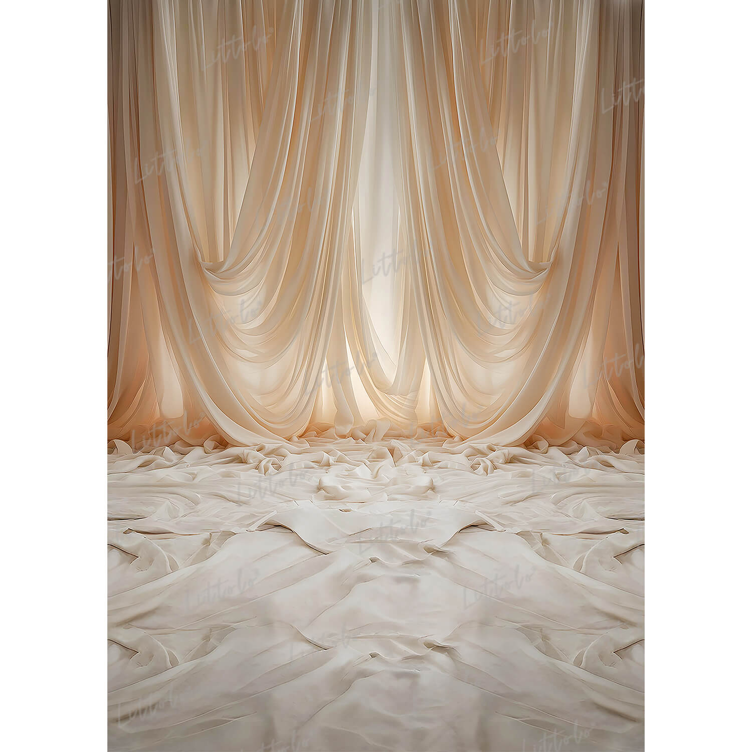 LB1565 Soft Ivory Draped Fabric Maternity Photography Backdrop
