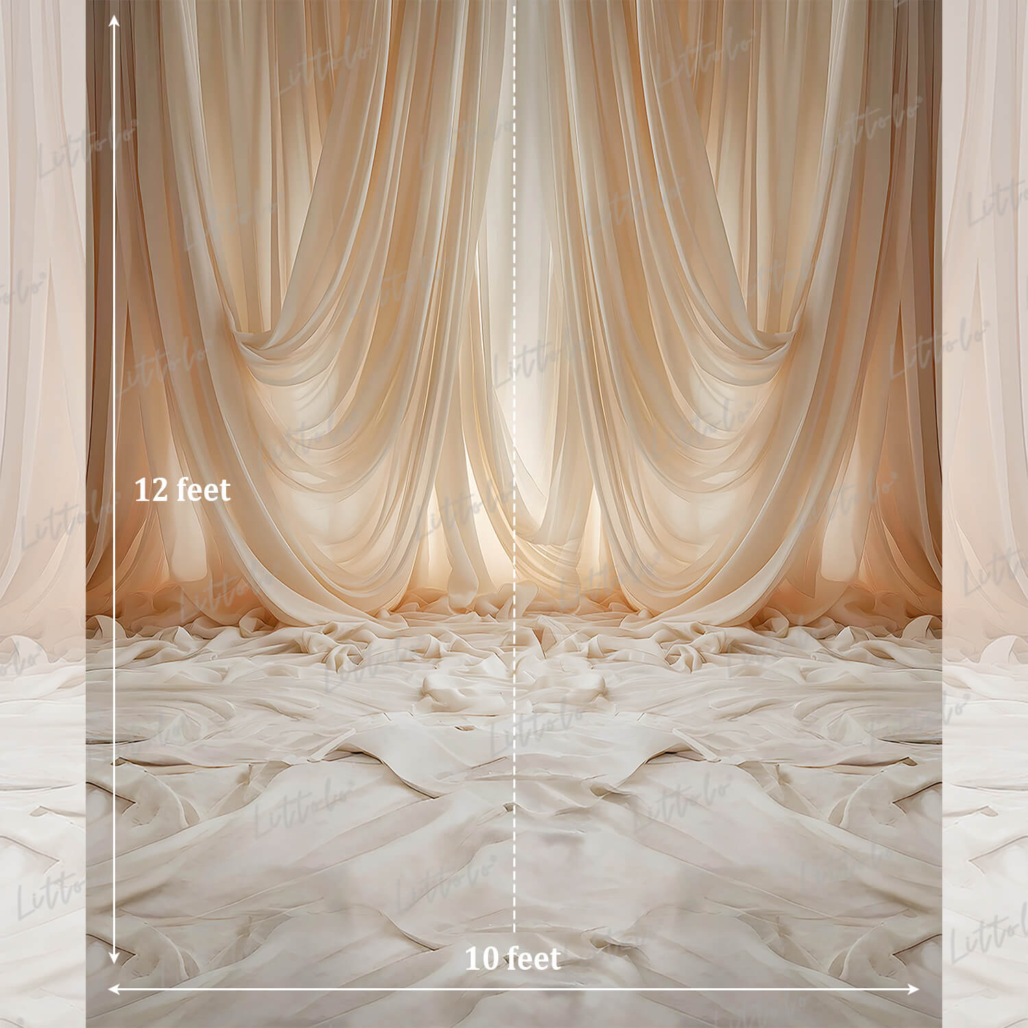 LB1565 Soft Ivory Draped Fabric Maternity Photography Backdrop