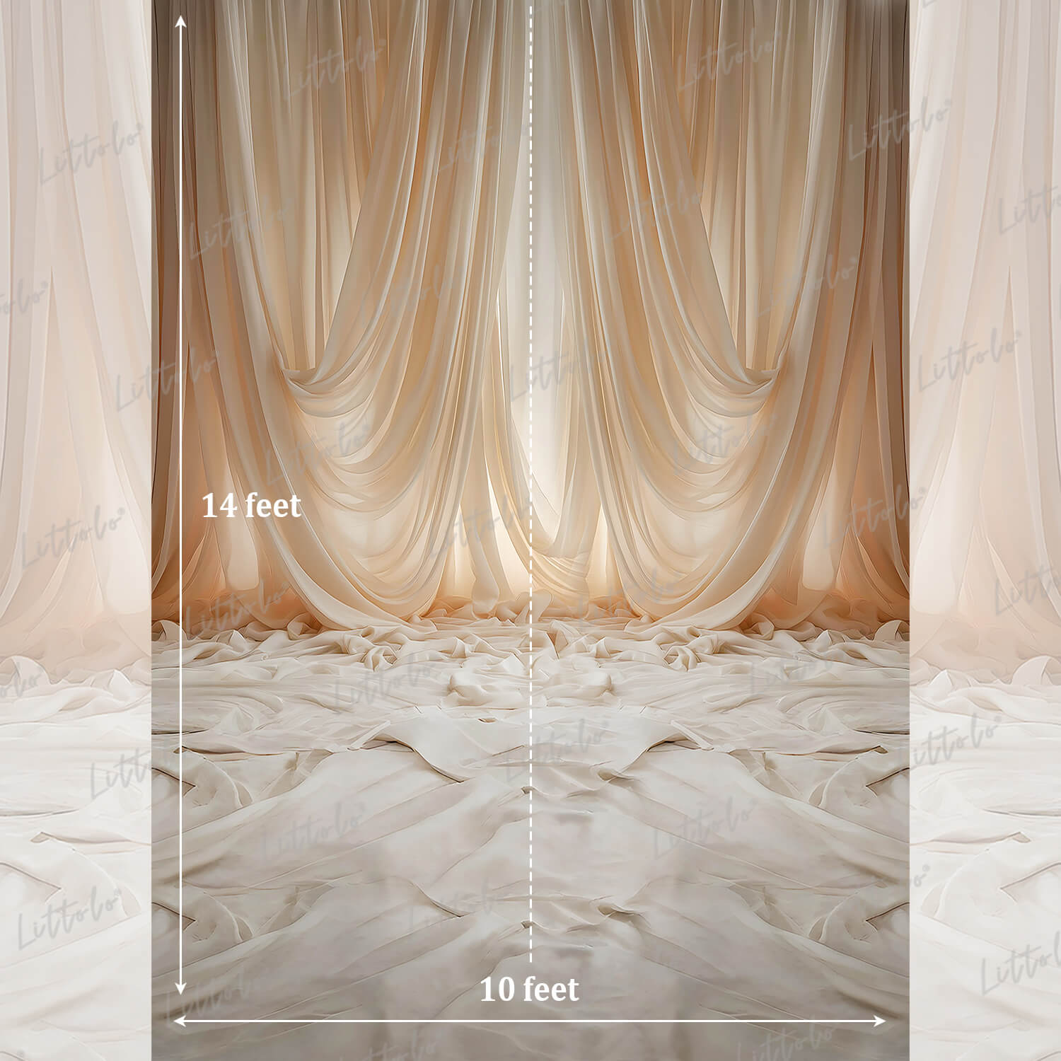 LB1565 Soft Ivory Draped Fabric Maternity Photography Backdrop
