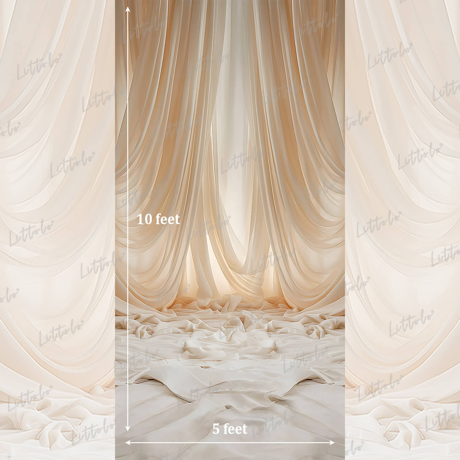 LB1565 Soft Ivory Draped Fabric Maternity Photography Backdrop