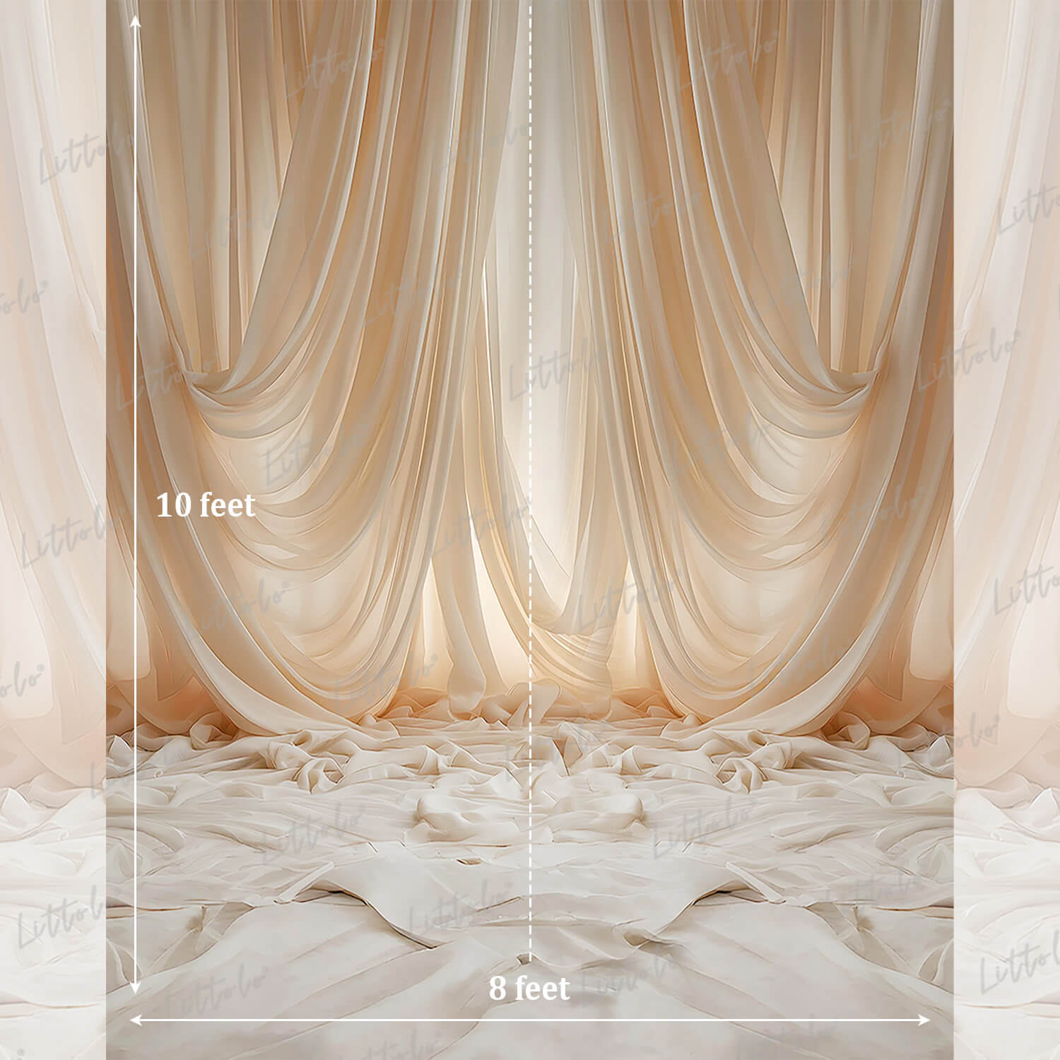 LB1565 Soft Ivory Draped Fabric Maternity Photography Backdrop