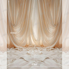 LB1565 Soft Ivory Draped Fabric Maternity Photography Backdrop