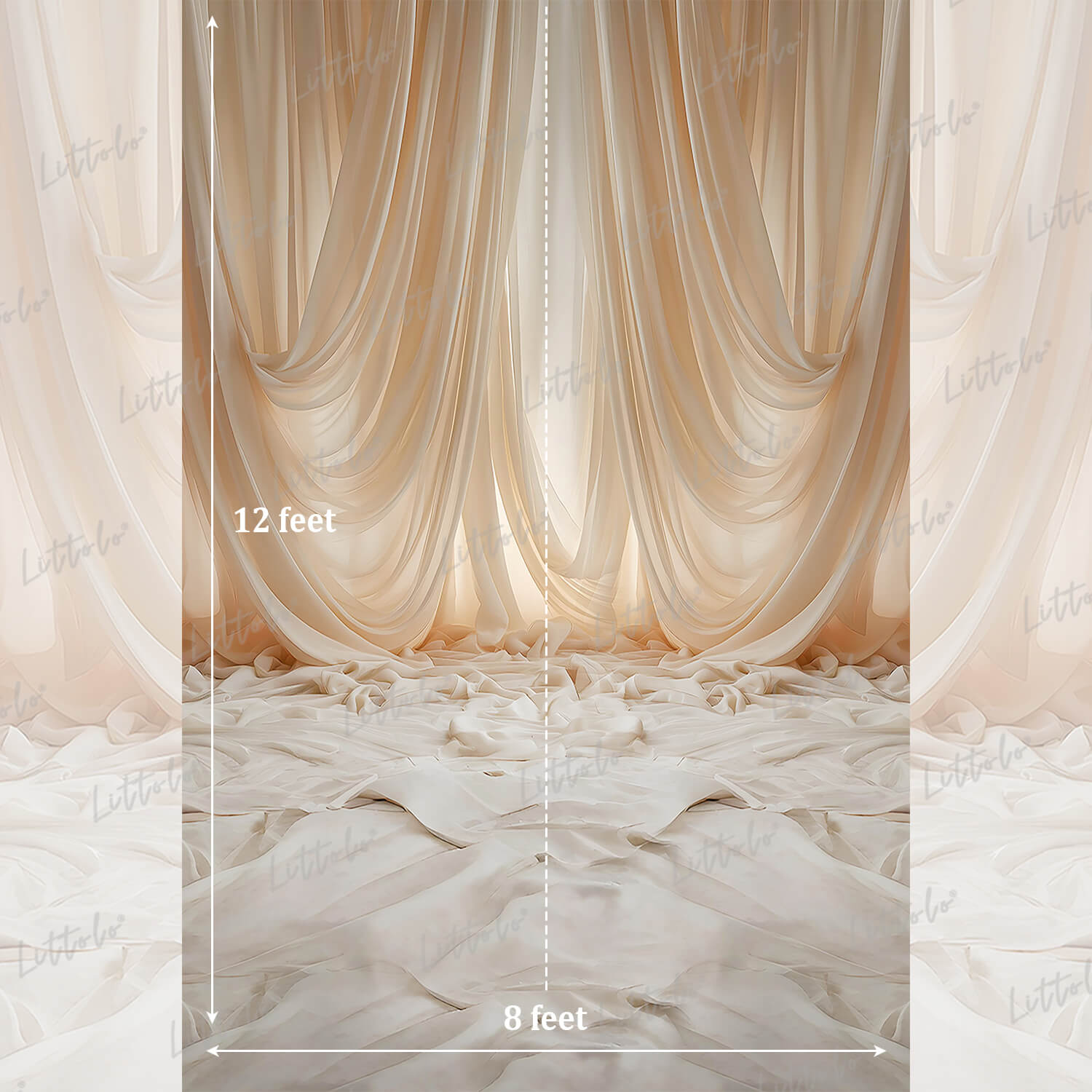 LB1565 Soft Ivory Draped Fabric Maternity Photography Backdrop
