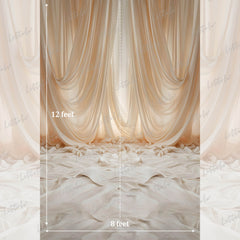 LB1565 Soft Ivory Draped Fabric Maternity Photography Backdrop