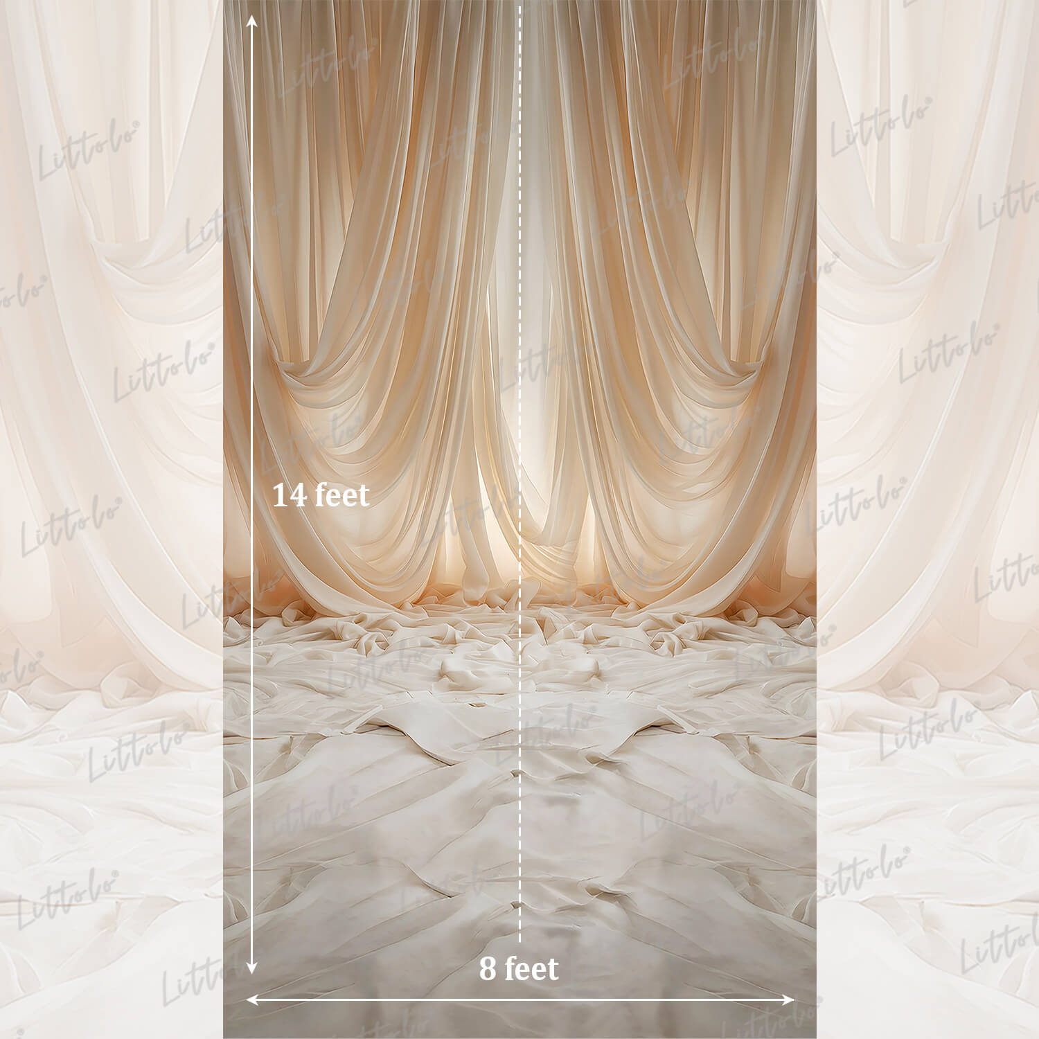LB1565 Soft Ivory Draped Fabric Maternity Photography Backdrop