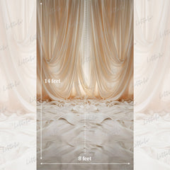 LB1565 Soft Ivory Draped Fabric Maternity Photography Backdrop