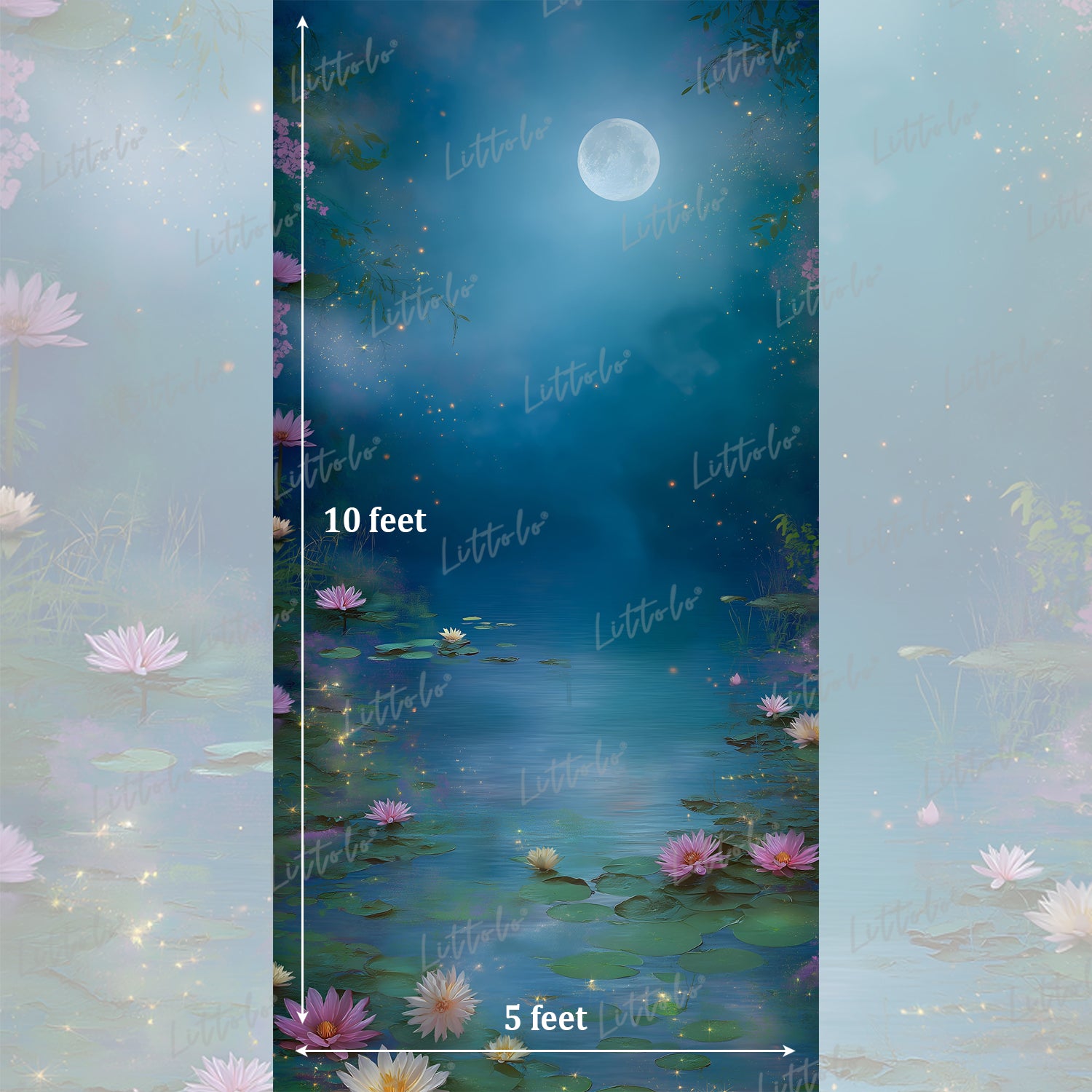 LB1566 Fairy Tale Moonlight Water Lily Backdrop