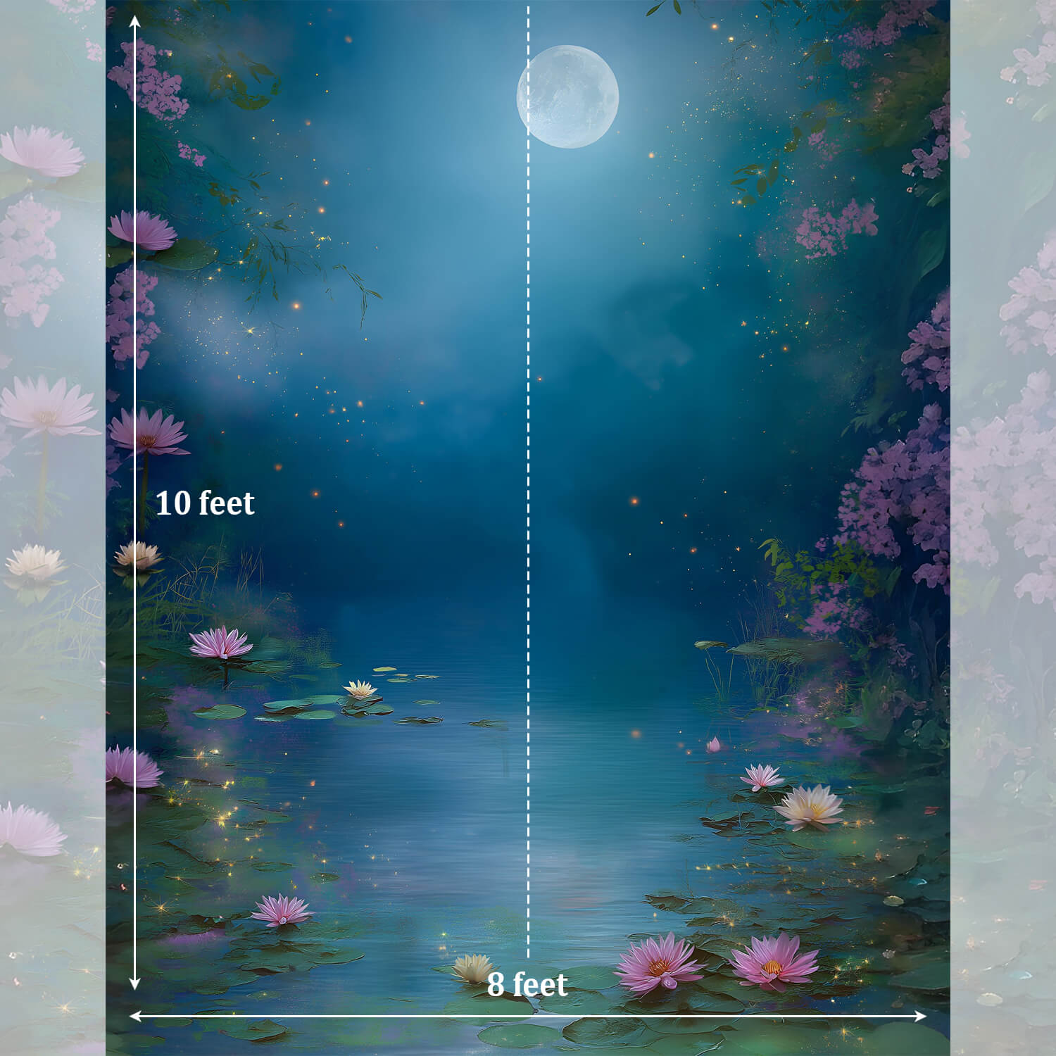 LB1566 Fairy Tale Moonlight Water Lily Backdrop
