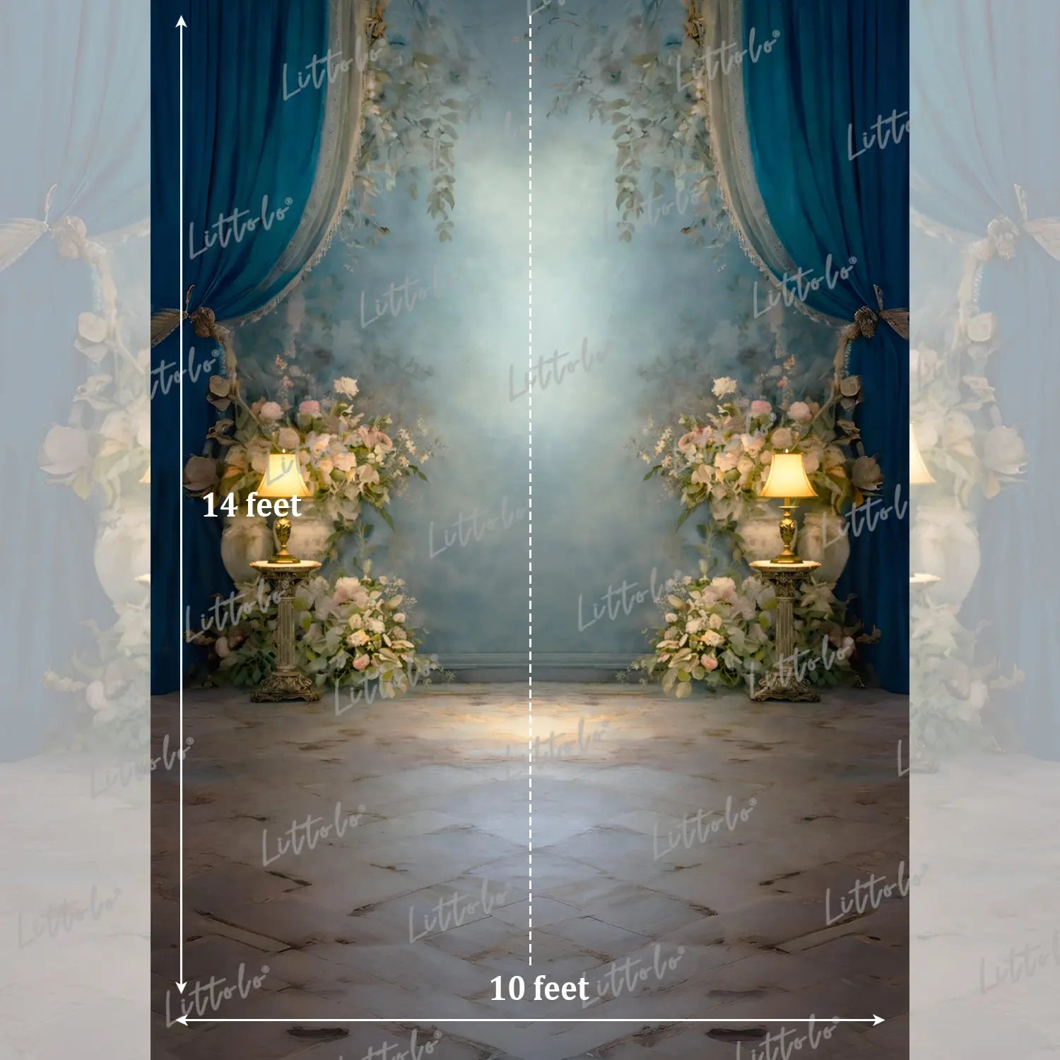LB1577 Royal Sapphire Bloom Maternity Backdrop