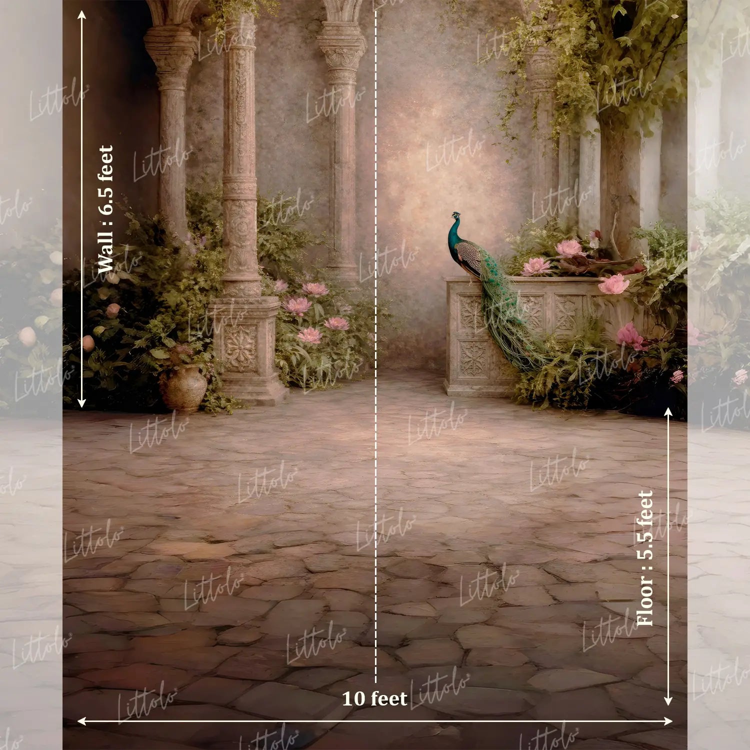 LB1585 Royal Peacock Garden Maternity Backdrop