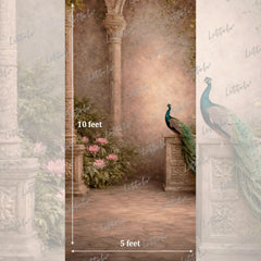 LB1585 Royal Peacock Garden Maternity Backdrop