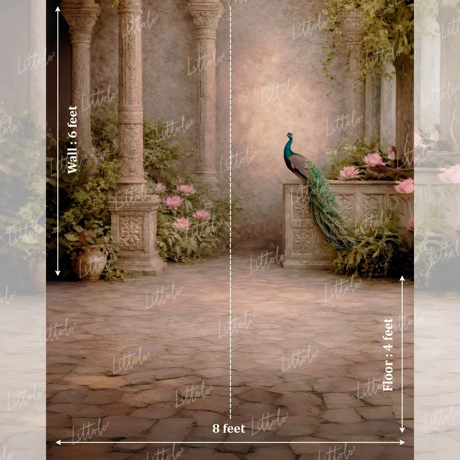 LB1585 Royal Peacock Garden Maternity Backdrop