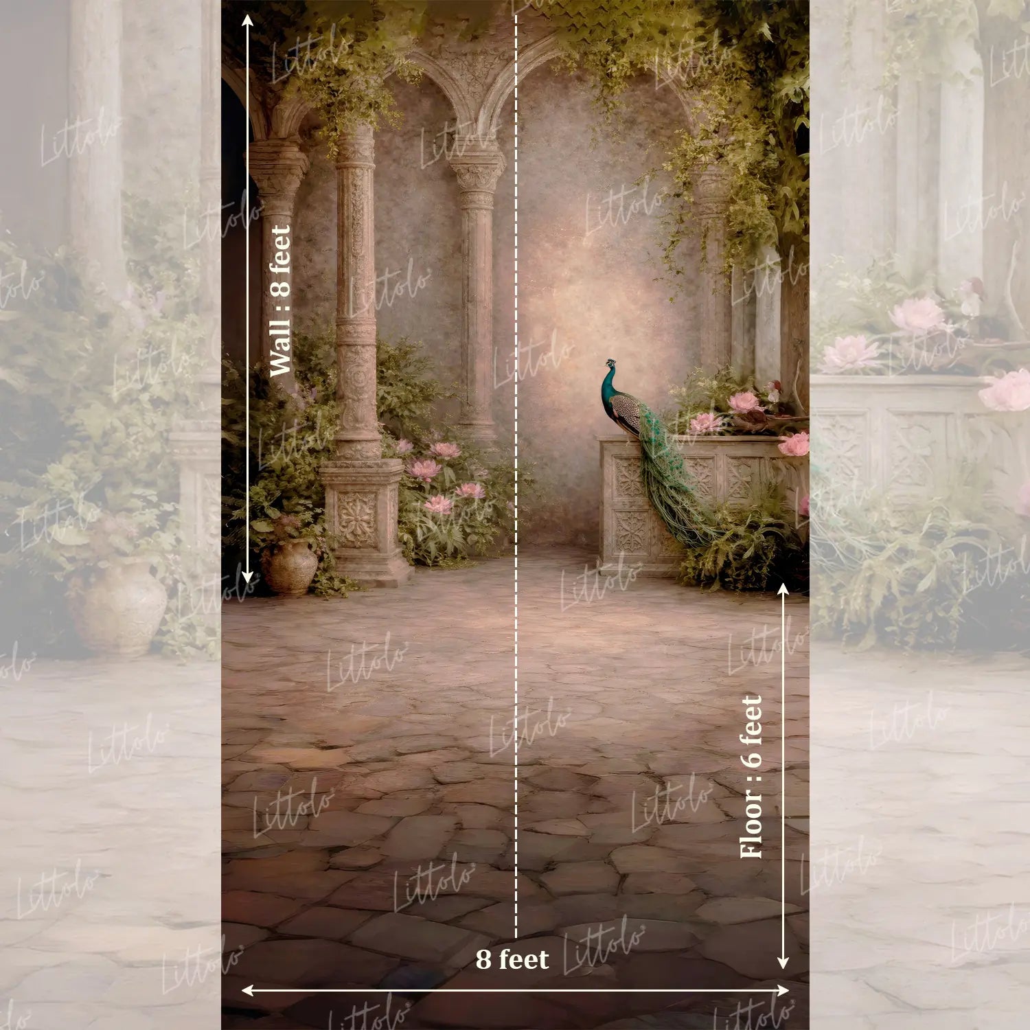 LB1585 Royal Peacock Garden Maternity Backdrop