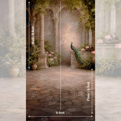 LB1585 Royal Peacock Garden Maternity Backdrop